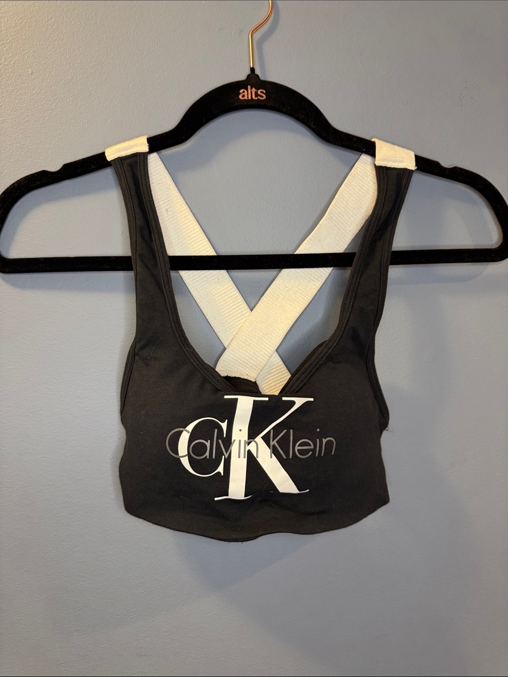 Calvin Klein Women's Sports Bralette, Black/White/Gray, Size S